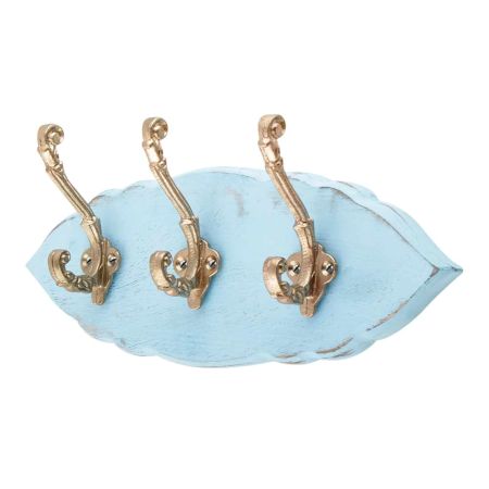 Turquoise Golden Small Wall Wooden Iron Hooks